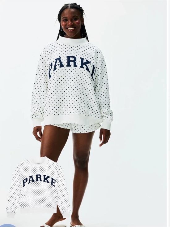 Parke Tops - PARKE Polka Dot Varsity Mockneck